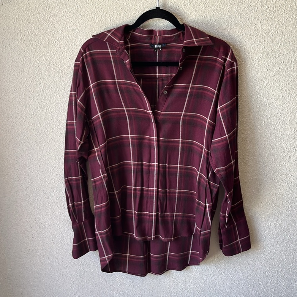 Paige Joss hidden button up flannel plaid top size XS